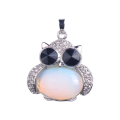 Charme bijoux 925 argent Sterling Cabochon alliage Owl pendentif collier opaline Pierre pendule